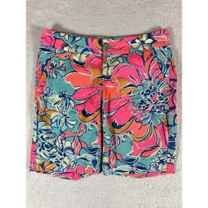 Lilly Pulitzer The Chipper Shorts Seaside Aqua Breezy Sz 2 Floral Colorful Beach